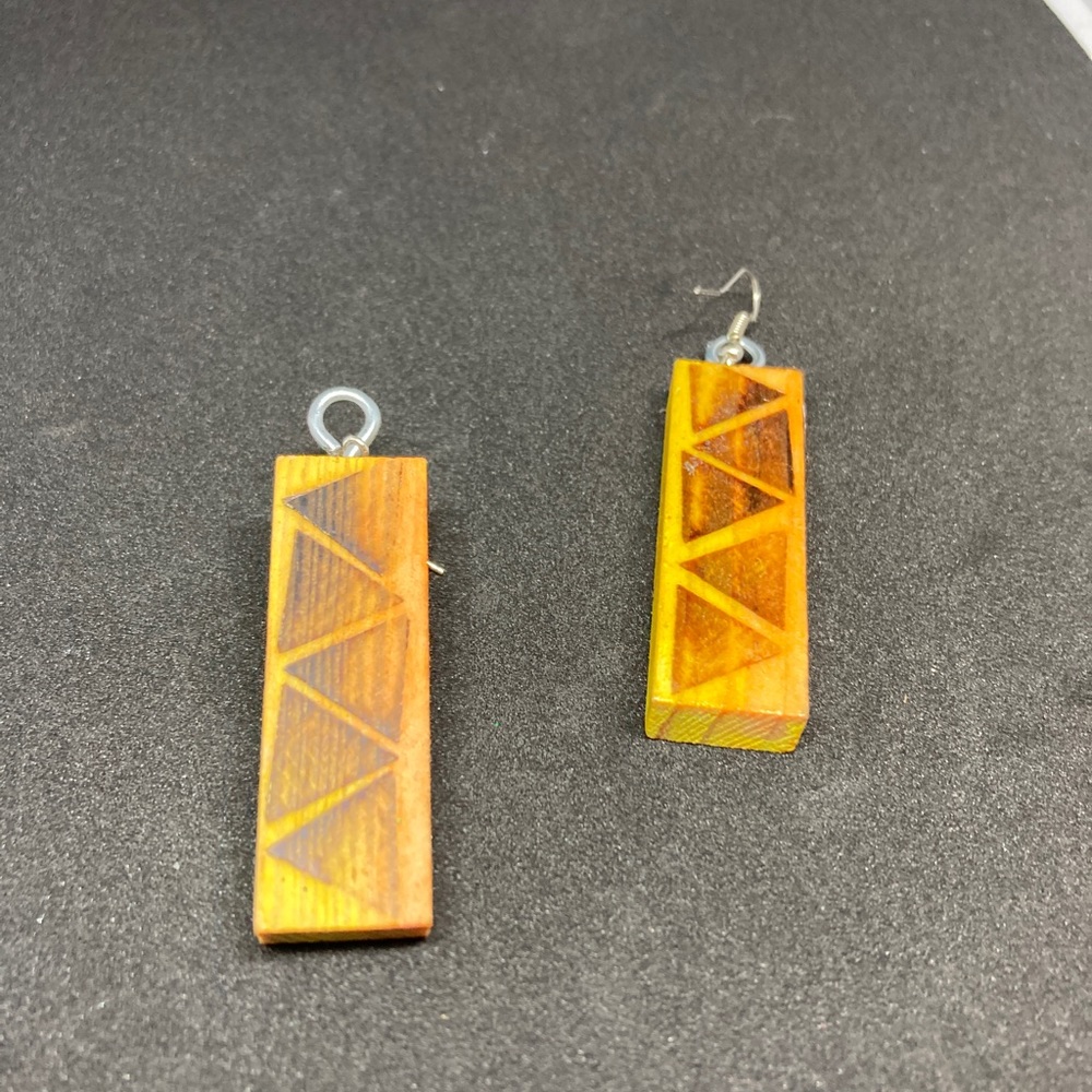 Wooden block earrings